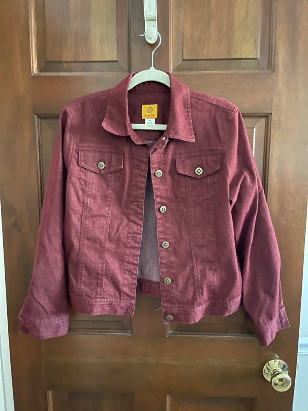 Ruby Rd. Burgundy Button-Front Jean Jacket